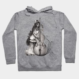 Sugar skull playing double bass day of the dead. Hoodie